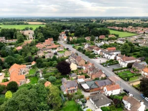ariel view of a Yorkshire town