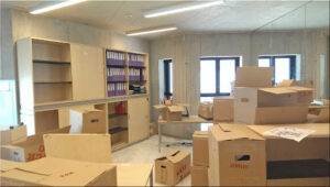 An office with things packed in boxes - an A&M Removals job