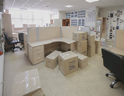 boxes packed inside an office