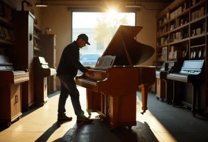 man packing a piano for removal in Harrogate by A&M Removals