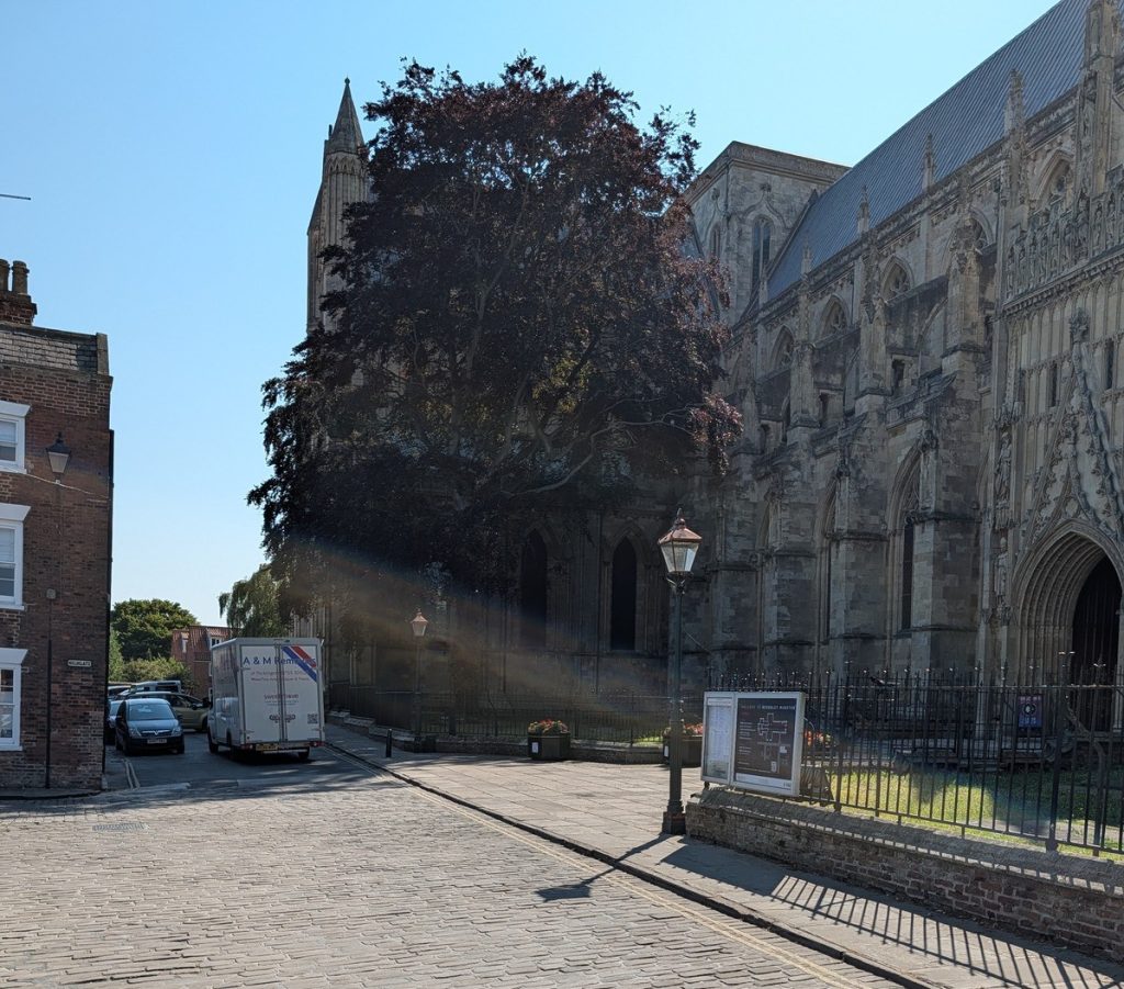 A removals van leaving Beverley Minster | A&M Removals