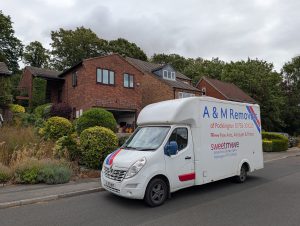 A&M Removals van outside a house in Pocklington, York