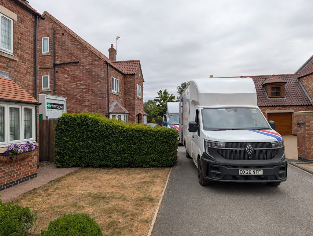 An A&M Removals van outside a house in Howden East Yorks